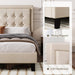 Full Upholstered Platform Bed Frame with Button Tufted Headboard