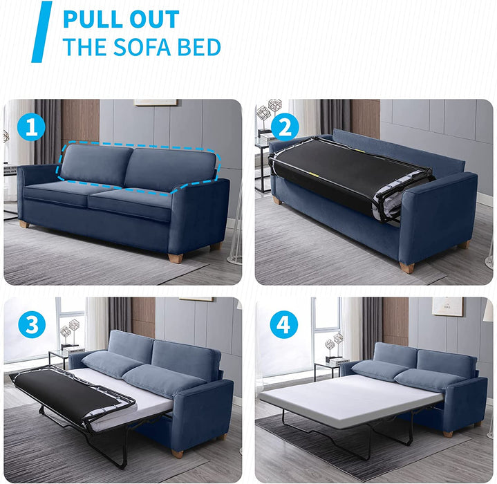Full Size Velvet Sofa Bed with Pull-Out