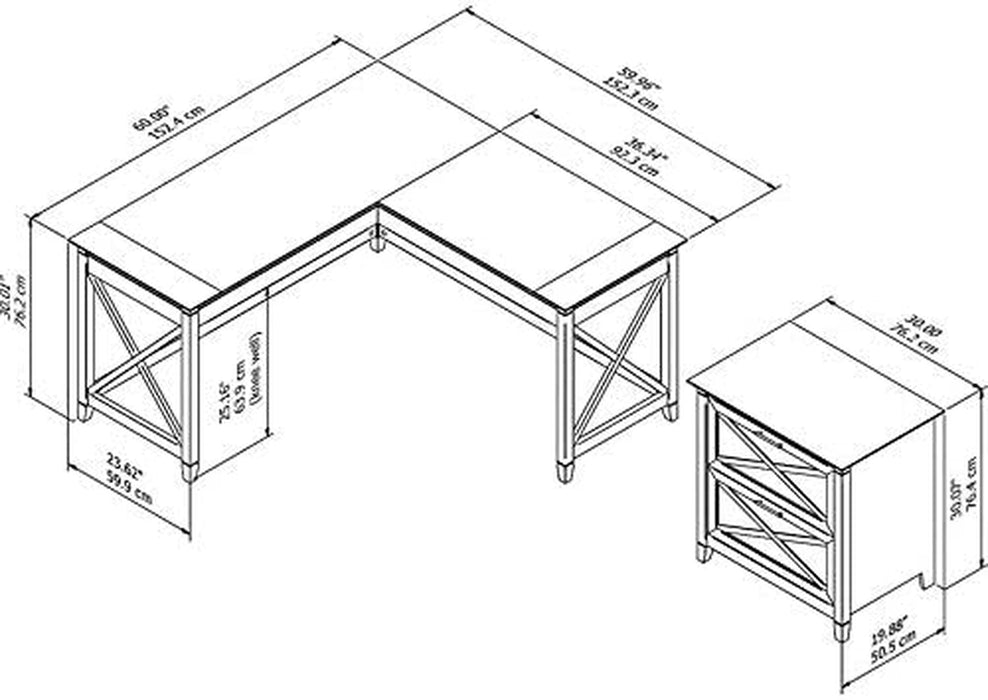 Key West 60W L Shaped Desk with Mobile File Cabinet