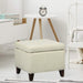 Cream Ottoman with Hinged Lid and Legs