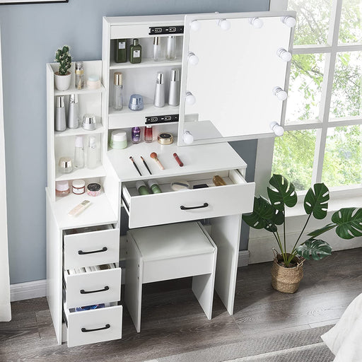 White Vanity Dressing Table with Sliding Mirror