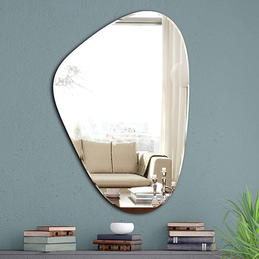 Yanliff Irregular Mirror Wall Decor.Modern Frameless Asymmetric Decorating Mirror for Wall(20X29.5Inches).Silver Beveled Decorative Mirror.