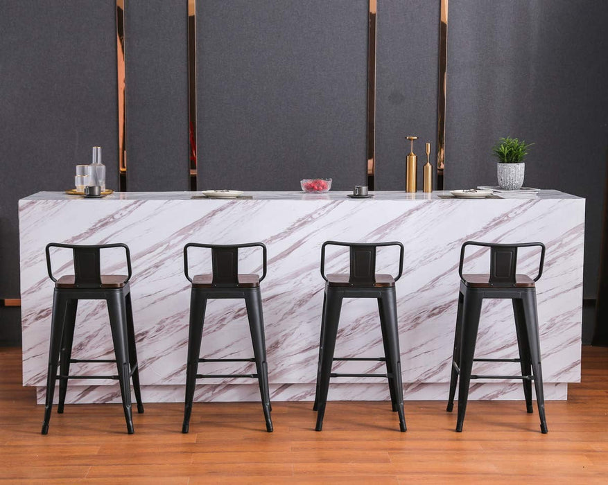 26″ Metal Counter Stools with Wood Top (Set/4)