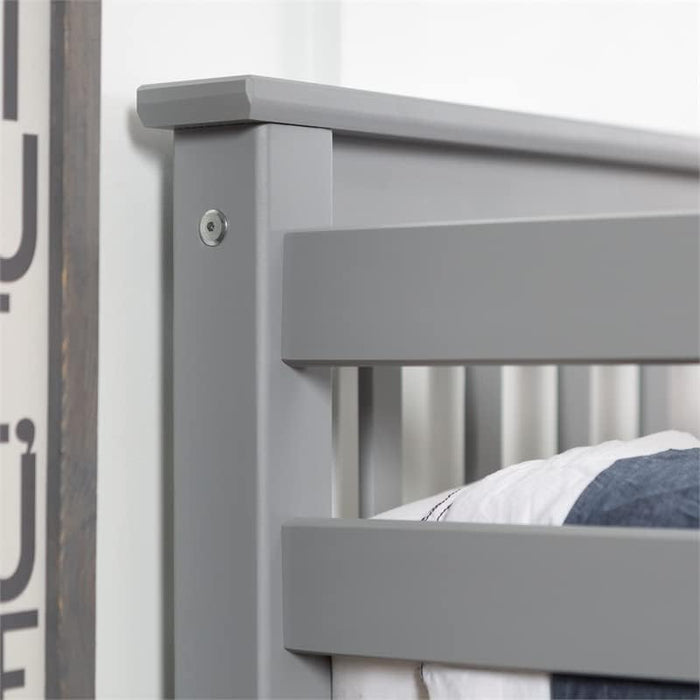 Mission Style Solid Wood Twin over Twin Bunk Bed, Grey