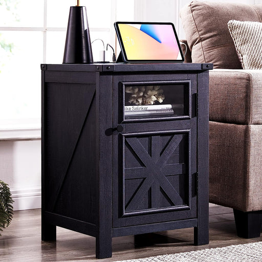 Farmhouse Nightstand with Charging Station