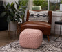 Dusty Rose Knit Pouf Ottoman - Small Furniture