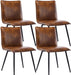 PU Leather Kitchen Chairs Set of 4, Yellowish-Brown