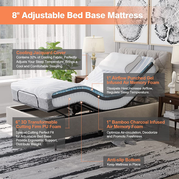 Twin XL Adjustable Bed Mattress, Gel Infused