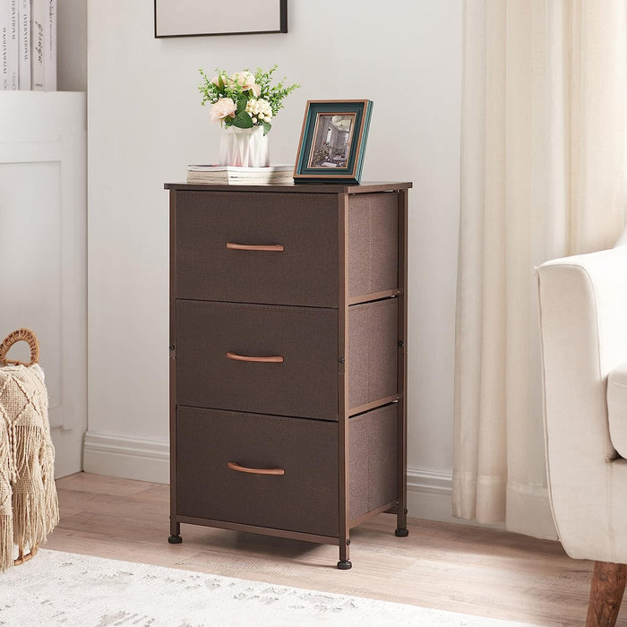 Small 3 Drawer Dresser, Coffee Brown/Walnut