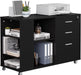 Black 3-Drawer Mobile Filing Cabinet with Shelves