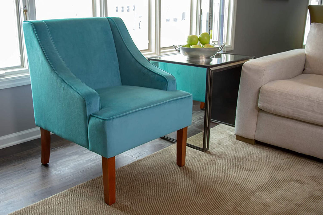 Teal Velvet Swoop Arm Chairs for Living Room