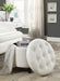 Ivory Faux Leather Ottoman with Storage
