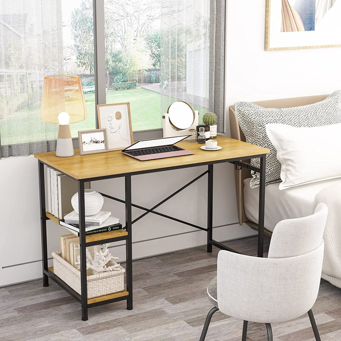 Industrial Writing Desk with Storage and Hooks