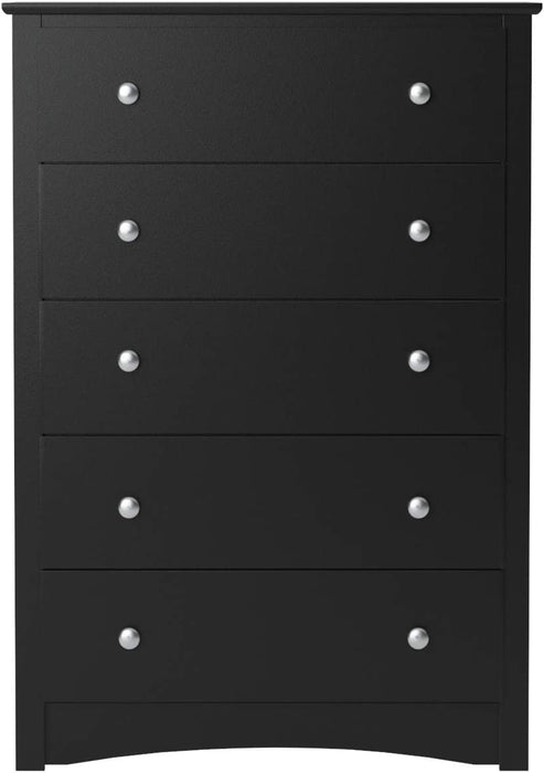 Sonoma 5-Drawer Black Chest for Bedroom