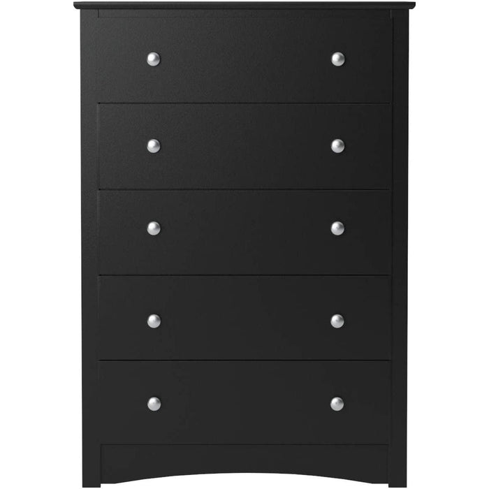Sonoma 5-Drawer Black Chest for Bedroom