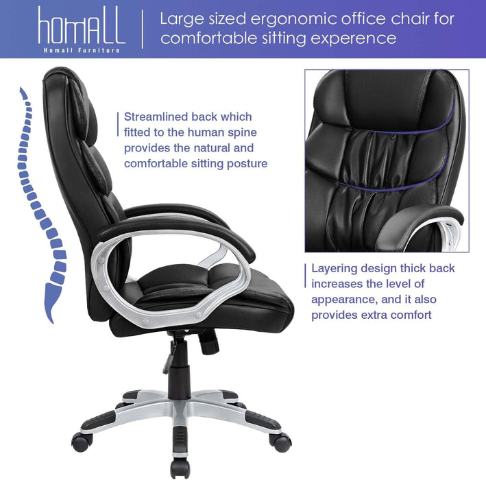 Modern High-Back Executive Office Chair with Lumbar Support