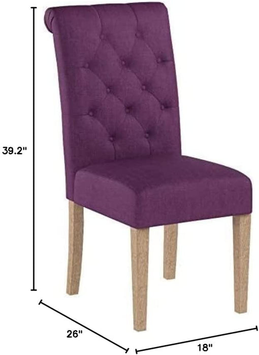 Habit Solid Wood Tufted Parsons Purple Chair, Set of 2