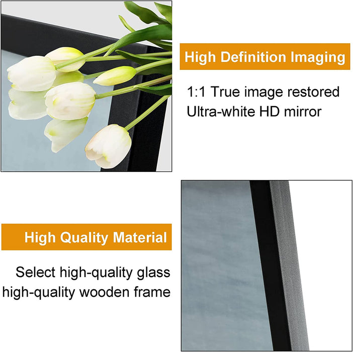 Thin Black Aluminum Alloy Framed Wall Mirror