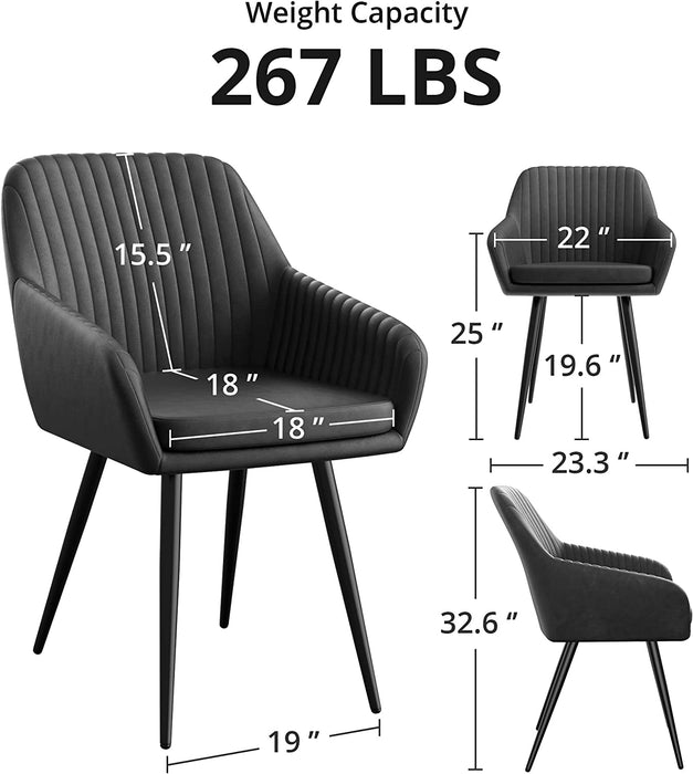 Set of 2 Velvet Accent Chairs, Black