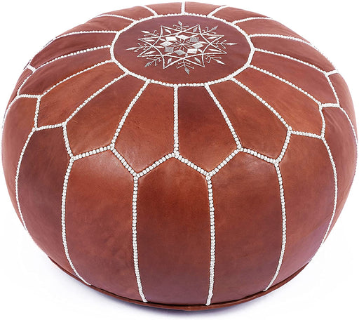 Handmade Moroccan Leather Pouf Cover - Sustainable