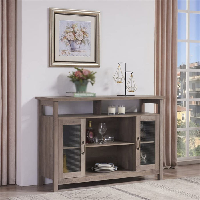 Gray Wash Retro Style Sideboard Buffet Table