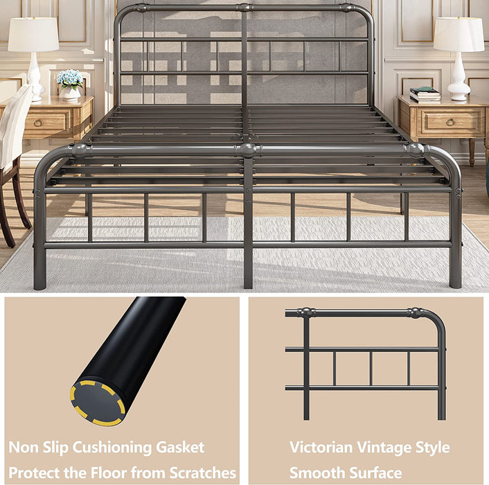 California King Metal Bed Frame with Headboard and Footboard