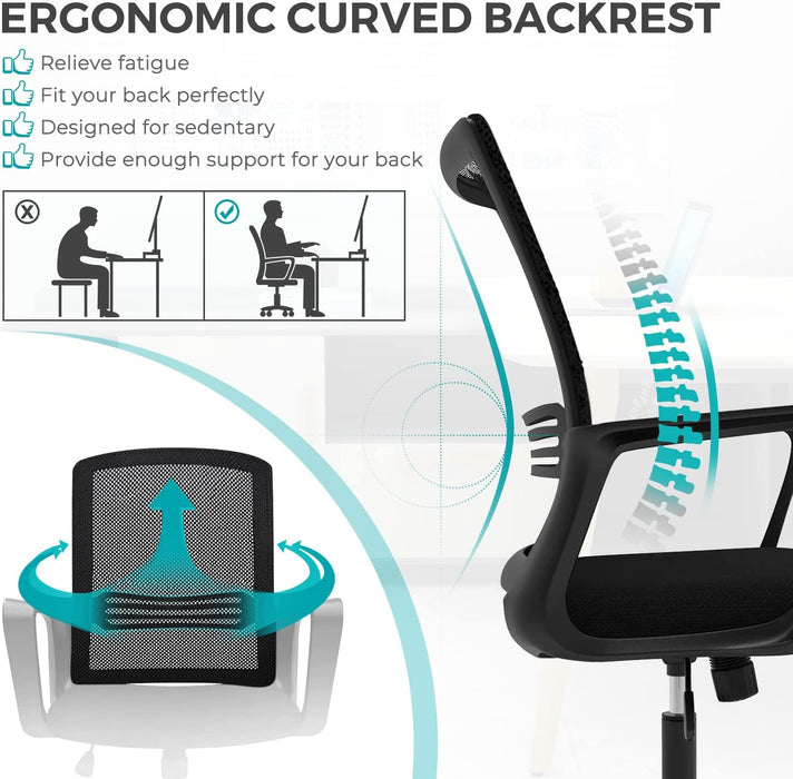 Ergonomic Mesh Office Chair with Armrests and Wheels