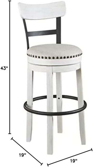 Modern Swivel Pub Height Barstool, Whitewash