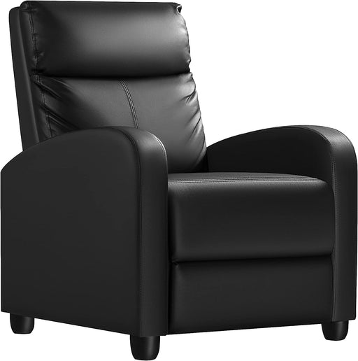Black PU Leather Recliner with Padded Seat