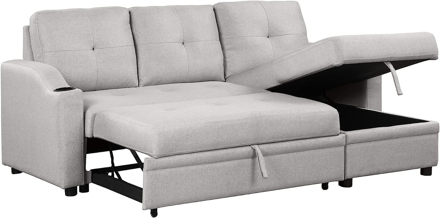 Pull-Out Sectional Sofa Bed with Storage