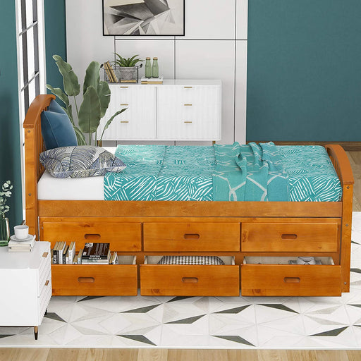 Twin Storage Bed with 6 Drawers