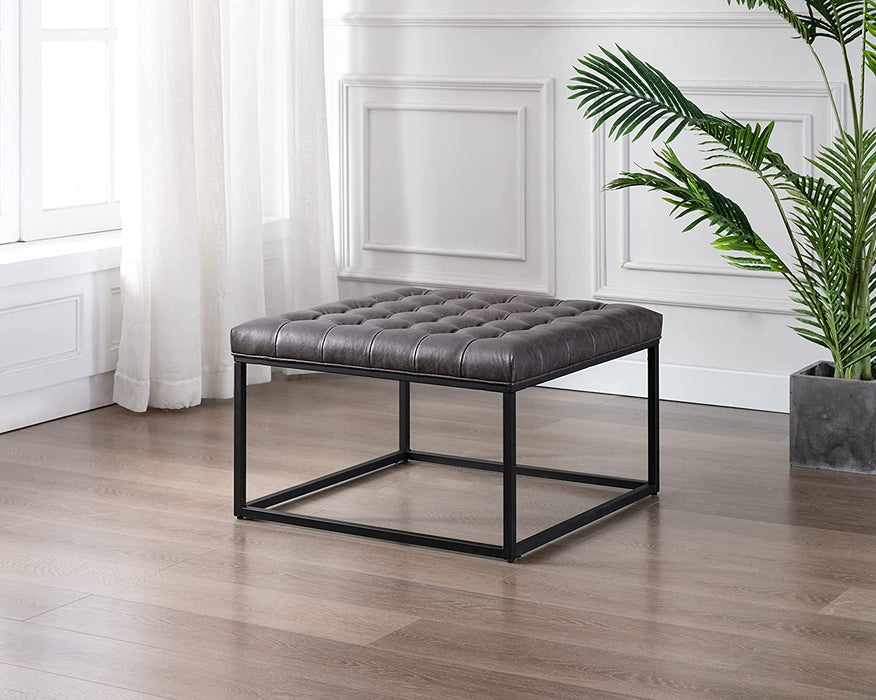 28-Inch Square Ottoman with Metal Base