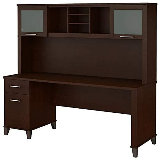 Somerset Desk with Drawers and Hutch, Mocha Cherry