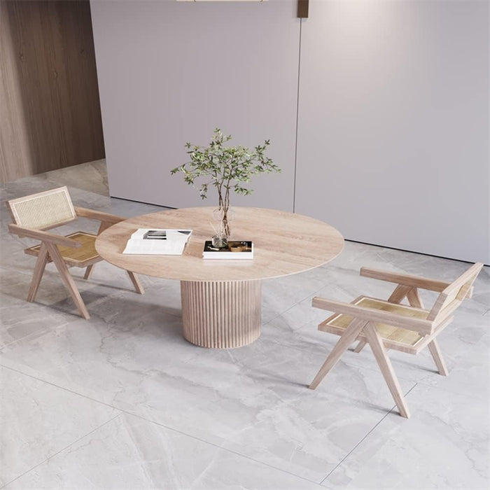 Modern Solid Wood round Kitchen Dining Table (Natural)