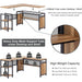 Rustic Industrial L-Shaped Office Desk with Shelves