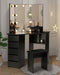 Black Vanity Desk with Mirror and Lights