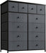 Black Grey Tall 12 Drawer Bedroom Dresser