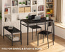 Kitchen Table and 2 Chairs with Bench, Black