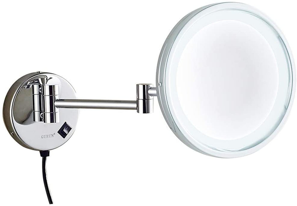 Wall Mounted Makeup Mirrors, Chrome Illuminated Brass