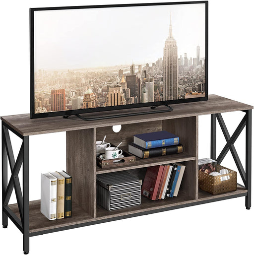 Modern Taupe TV Stand with Open Storage