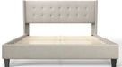 Queen Upholstered Bed Frame, Traditional Wingback