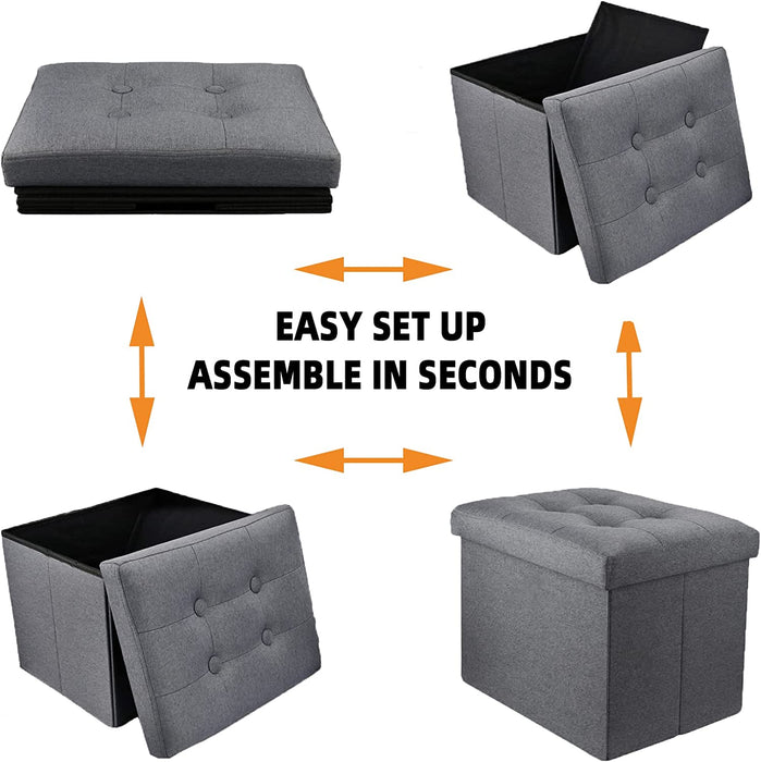 Grey Folding Ottoman for Small Spaces
