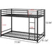 Twin Metal Low Bunk Bed with Guard Rails and Ladder