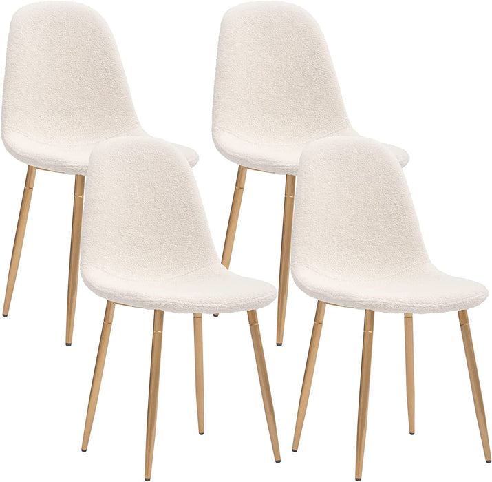 Mid Century Metal Leg Velvet Dining Chairs (Set of 4, Cream)