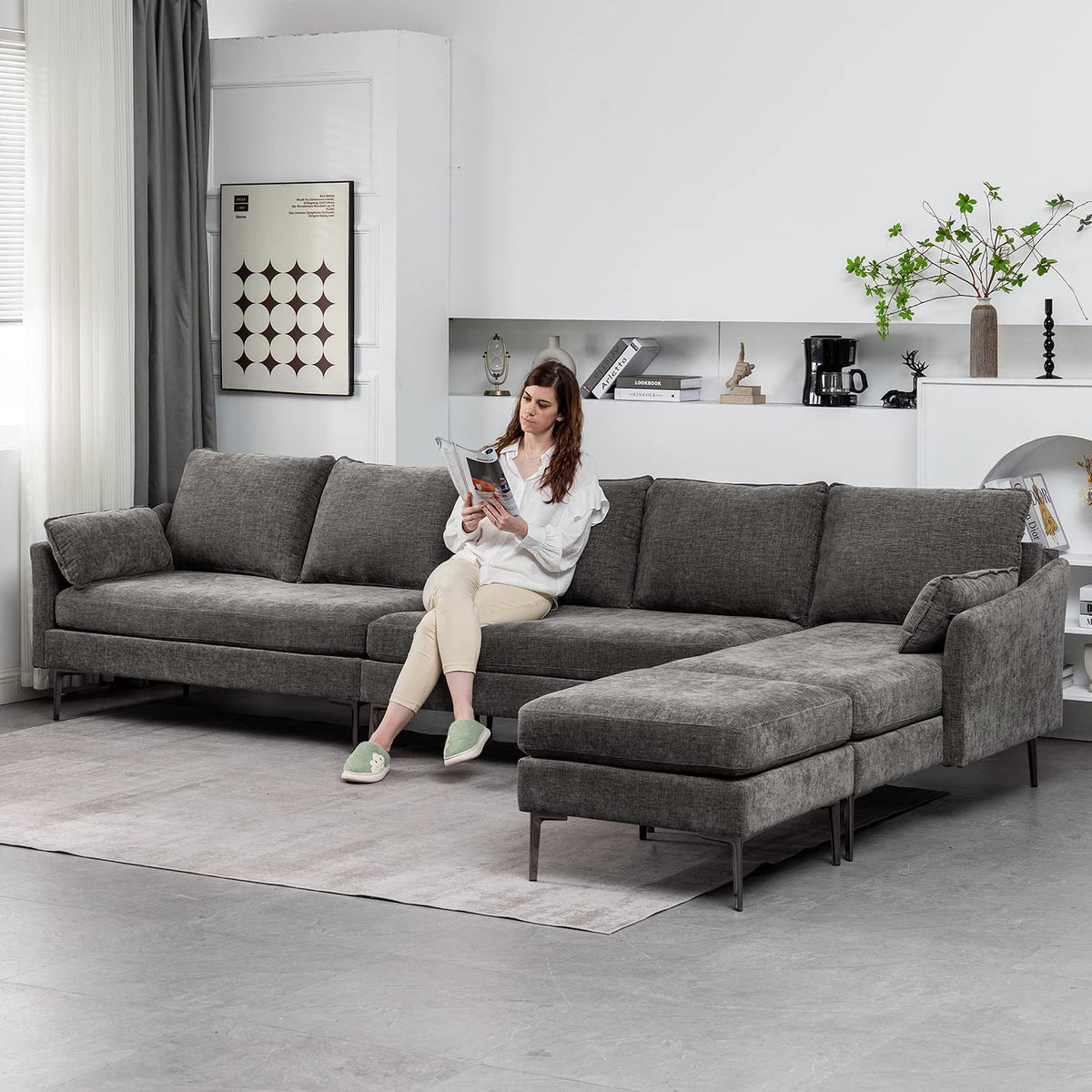 Modular Chenille Sectional Sofa With
