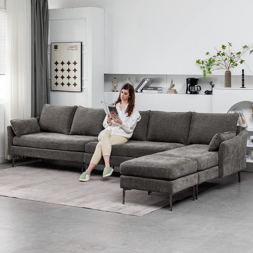 Grey Modular Chenille Sectional Sofa