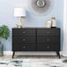 Mid-Century Black 6 Drawer Bedroom Dresser