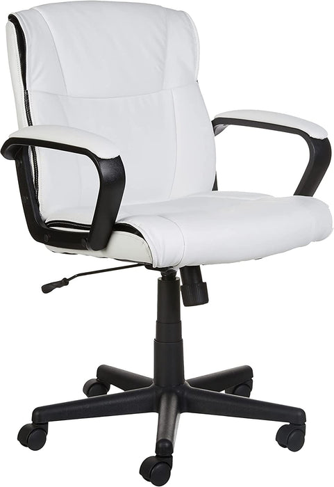 White Office Chair with Armrests and Adjustable Features