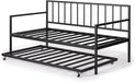 Metal Twin Daybed with Trundle, Twin Mattress Foundation