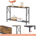 Rustic Brown Industrial Console Table with Shelves